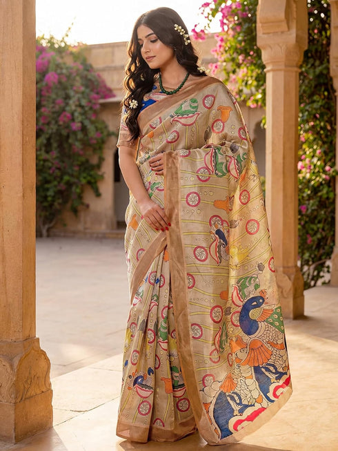 Vasthrlay Banglori Printed Dusty Saree