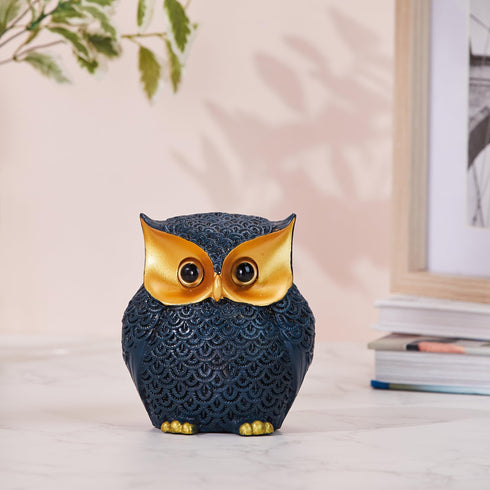 Modern Classy Happy Owl Resin Art Figure Showpiece