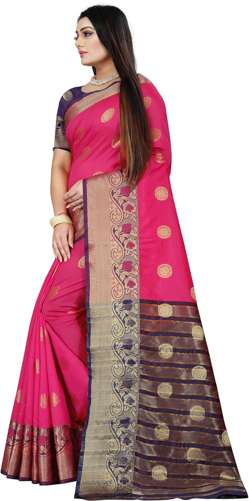 Vasthrlay Banarasi Blue Orange Ethnic Wear