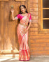 Vasthrlay Banarasi Jacquard Unstitched Beige Saree