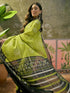 Vasthrlay Georgette Printed Parrot Green Saree With Unstitched Blouse Piece
