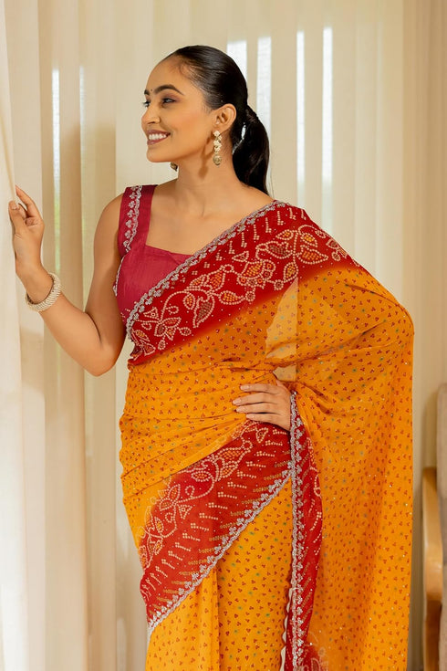 Vasthrlay Fashion Georgette Leheriya Printed Ethnic Wear