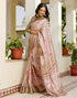 Vasthrlay Womens Printed Beige Saree With Unstitched Blouse Piece