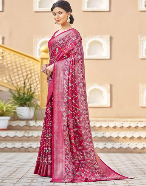 Vasthrlay Printed Traditional Patola Inspired Navyblue