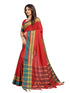 Vasthrlay Red Cotton Unstitched Saree