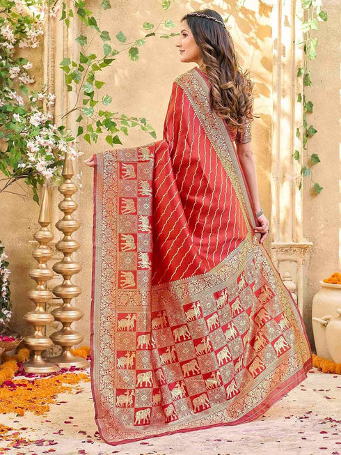 Vasthrlay Banarasi Weaving Maroon Saree