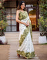 Vasthrlay Womens Printed Unstitched White Saree
