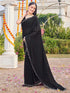 Vasthrlay Georgette Scalloped Unstitched Black Saree