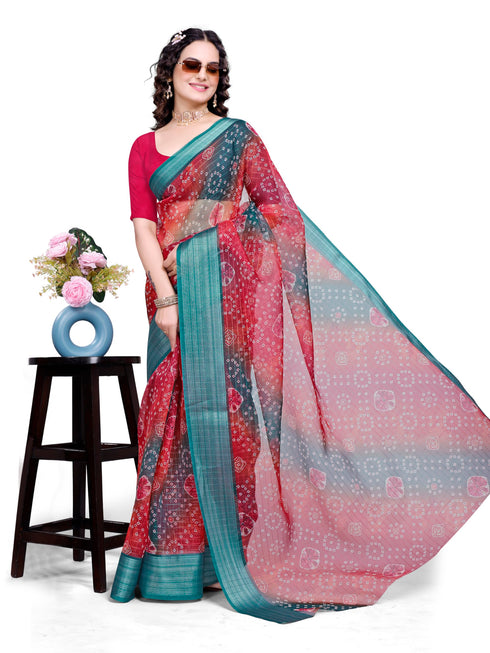 Vasthrlay Organza Printed Unstitched Saree