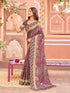 Vasthrlay Womens Printed Purple Saree With Unstitched Blouse Piece