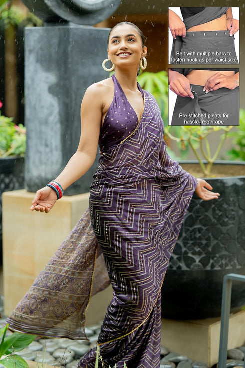 Vasthrlay Fashion Chiffon Chevron Printed Ethnic Wear