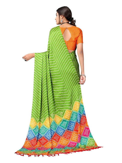 Vasthrlay Bandhani Printed Unstitched Red Saree
