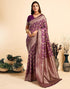 Vasthrlay Womens Banarasi Unstitched Olive Green Saree