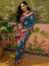 Vasthrlay Womens Weaving Teal Blue Saree With Unstitched Blouse Piece