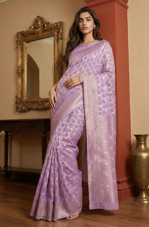 Vasthrlay Lavender Jacquard Saree