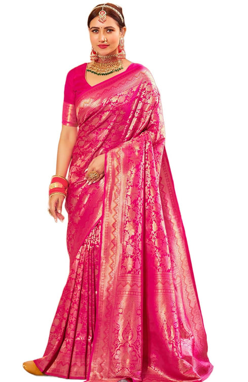 Vasthrlay Women's Kanjivaram Designer Unstitched Saree