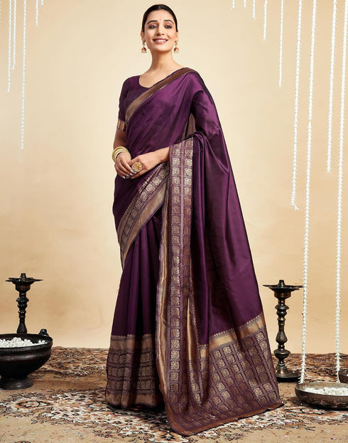 Vasthrlay Womens Banarasi Jacquard Sky Blue Saree