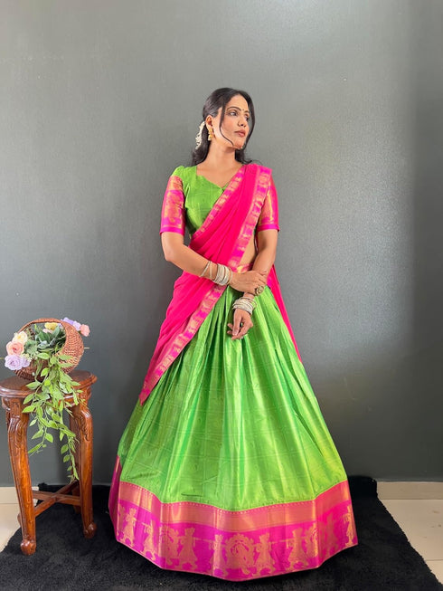 Vasthrlay Traditional Banarasi Contrasting Lemonrama