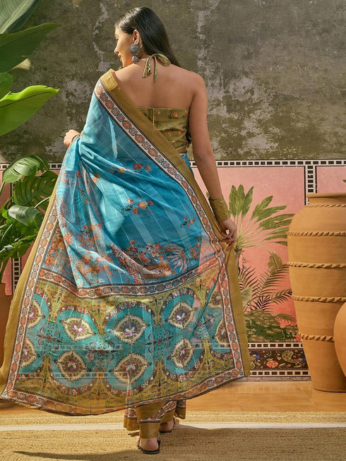 Vasthrlay Georgette Light Turquoise Saree