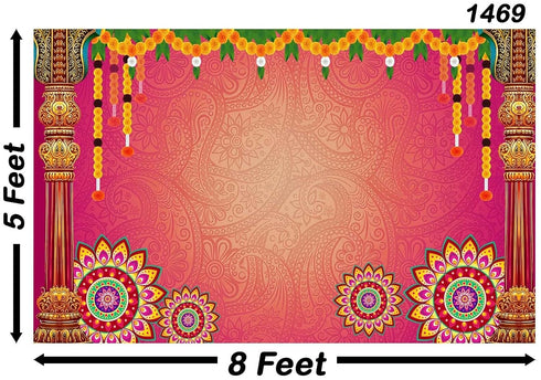 Backdropon Hanging Flowers with Rangoli Design