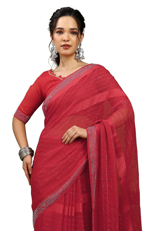 Vasthrlay Fashion Georgette Stripes Navy Ethnic Wear