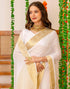 Vasthrlay Special Weaving Unstitched Off White Saree