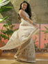Vasthrlay Womens Printed Off-White | Cream Saree With Unstitched Blouse Piece