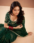 Vasthrlay Georgette Embroidery Unstitched Dark Green Saree