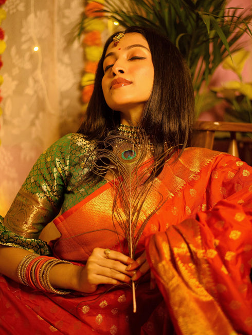 Vasthrlay Green Banarasi Saree