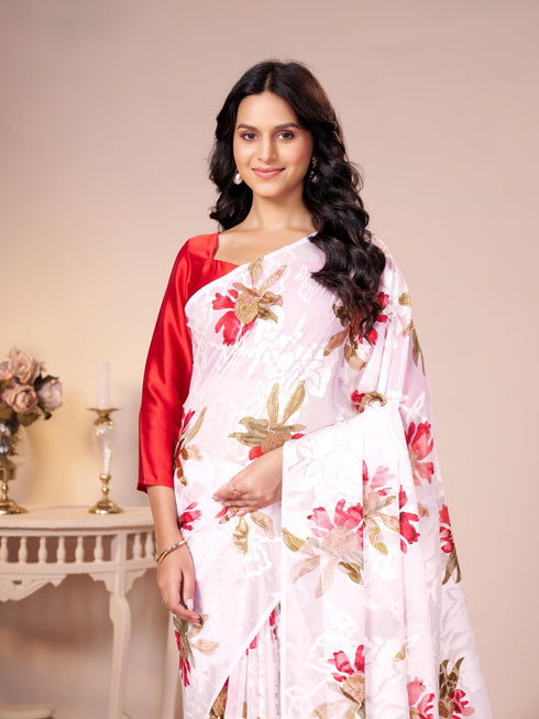 Vasthrlay Beige Georgette Saree