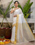 Vasthrlay Special Stripes Unstitched White Saree