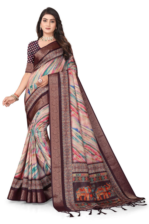 Vasthrlay Kanjivaram Elephant Unstitched Saree