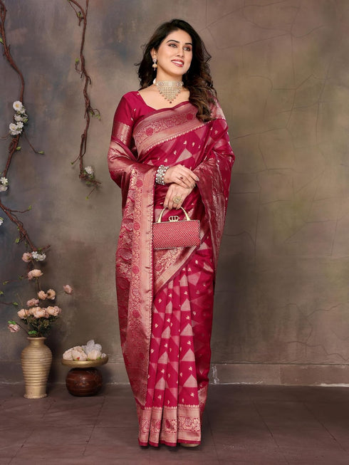 VasthrlayKanjeevaram Silk Unstitched Rani Dark Ethnic Wear