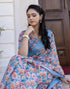 Vasthrlay Womens Cotton Unstitched Teal Saree