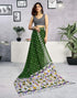 Vasthrlay Womens Printed Unstitched Green Saree