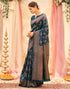 Vasthrlay Womens Weaving Unstitched Dark Green Saree