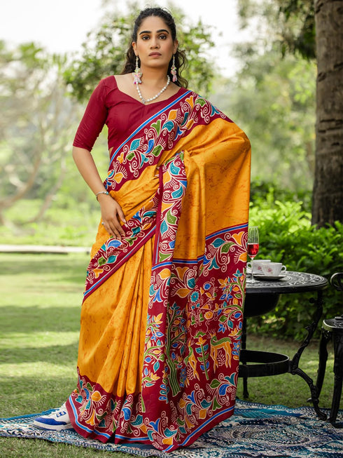 Vasthrlay Madhubani Printed Unstitched Hs Ethnic Wear