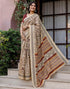 Vasthrlay Womens Printed Unstitched White Saree