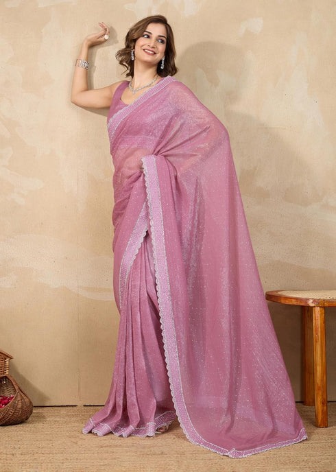 Vasthrlay Siroski Unstitch Purple Ethnic Wear