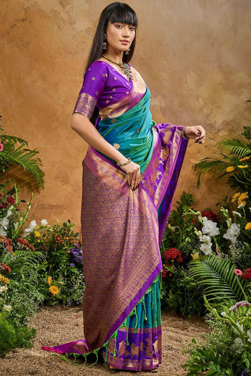 Vasthrlay Kanjivaram Unstitched Jacquard Stylish Saree