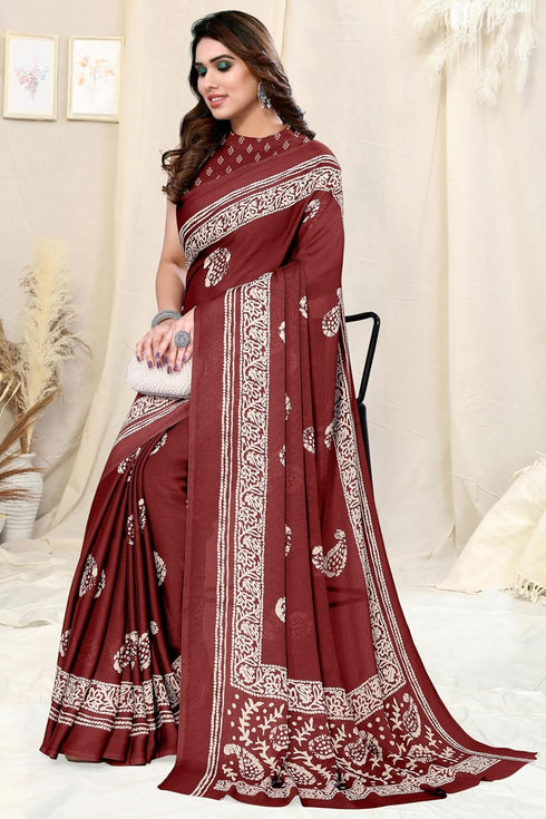 Vasthrlay Fashion Chiffon Printed Grey Ethnic Wear