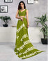 Vasthrlay Womens Printed Green Saree With Unstitched Blouse Piece