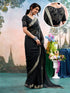 Vasthrlay Chiffon Jacquard Unstitched Black Saree