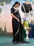 Vasthrlay Chiffon Jacquard Black Saree With Unstitched Blouse Piece