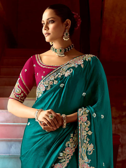 Vasthrlay Embroidery Sequence Unstitched Morpeach Ethnic Wear