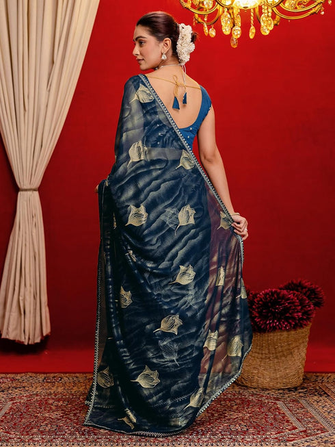 Vasthrlay Georgette Printed Dark Saree