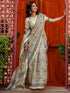 Vasthrlay Womens Printed Beige Saree With Unstitched Blouse Piece