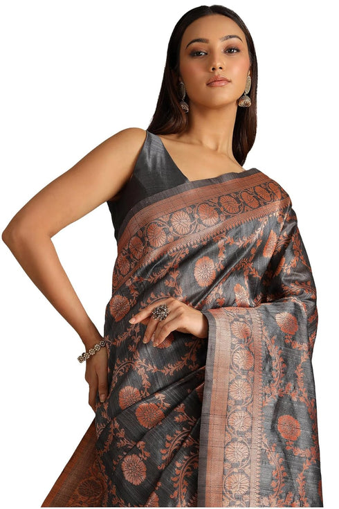 Vasthrlay Maroon Tussar Floral