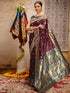 Vasthrlay Weaving Paithani Unstitched Maroon Saree