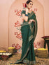 Vasthrlay Embroidery Bandhani Unstitched Rama Green Saree